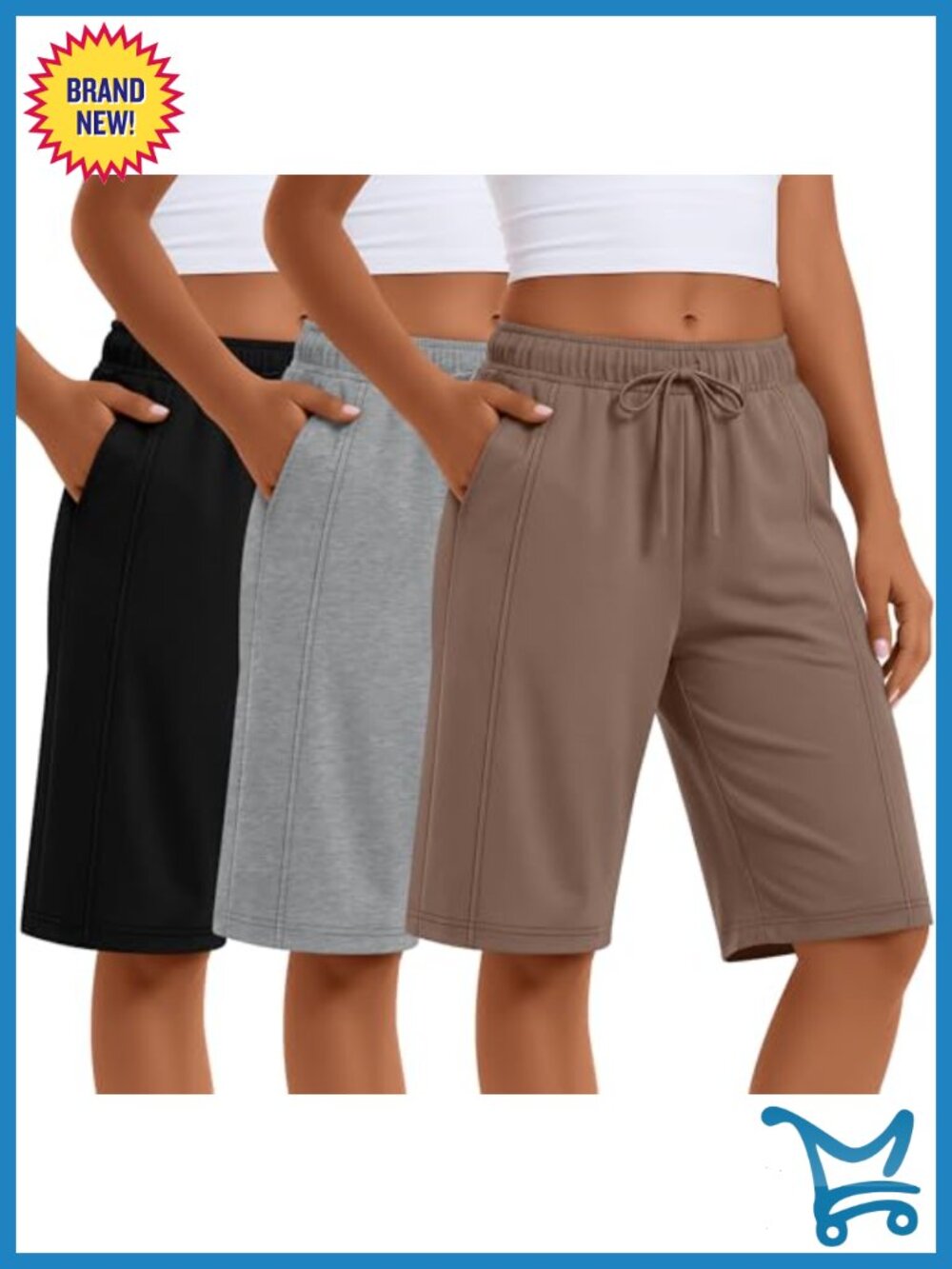 3 Pack Women's Bermuda Shorts with Pockets Athletic Workout Lounge